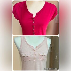 Lot of 2 Sonoma Pink Henley Tops size X-Small